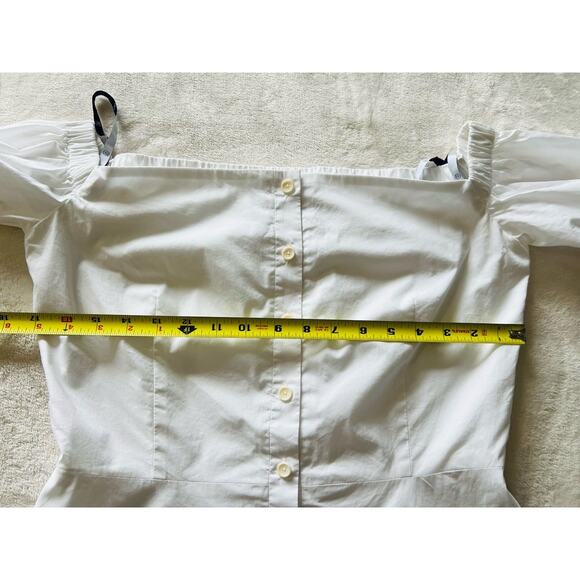 Lela Rose PEARL Women's Elbow-Sleeve Off-The-Shoulder Poplin Top White Sz 6 $295 - Picture 14 of 16
